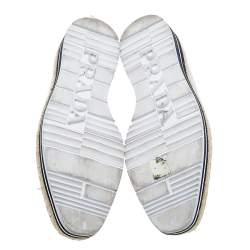 Pre Owned Prada Metallic Silver Brogue Leather Wingtip Espadrille Platform Derby Sneakers Size 40