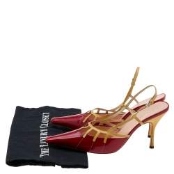 Prada Red/Yellow Patent Leather Slingback Sandals Size 39.5