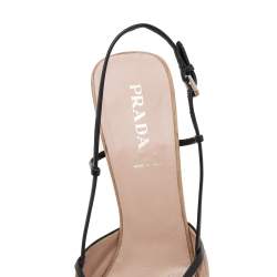 Pre Owned Prada Beige/Black Leather Slingback Sandals Size 40