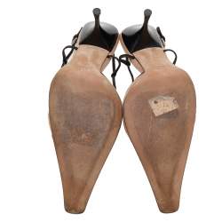 Pre Owned Prada Beige/Black Leather Slingback Sandals Size 40