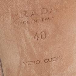 Pre Owned Prada Beige/Black Leather Slingback Sandals Size 40