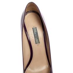 Pre Owned Prada Purple Leather Peep Toe Platform Pumps Size 40
