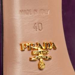 Pre Owned Prada Purple Leather Peep Toe Platform Pumps Size 40