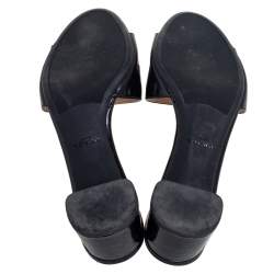 Pre Owned Prada Black Patent Leather Bow Slide Sandals Size 37