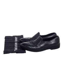 Pre Owned Prada Black Leather Slip-On Sneakers Size 38