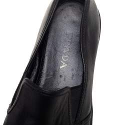 Pre Owned Prada Black Leather Slip-On Sneakers Size 38