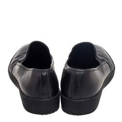 Pre Owned Prada Black Leather Slip-On Sneakers Size 38