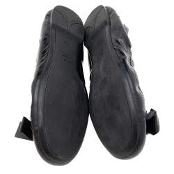 Pre Owned Prada Black Patent Leather Bow Scrunch Ballet Flats Size 35.5