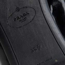 Pre Owned Prada Black Patent Leather Bow Scrunch Ballet Flats Size 35.5