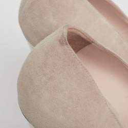 Pre Owned Prada Cream/Gold Suede And Leather Peep Toe Platform Pumps Size 39