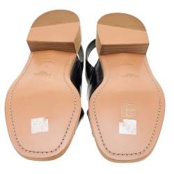 Pre Owned Prada Black Leather Cross Strap Sandals Size 37