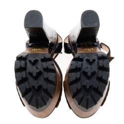 Prada Brown/Black Suede and Leather Ankle Strap Platform Sandals Size 36.5