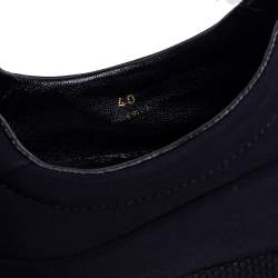 Pre Owned Prada Black Nylon Crystal Embellished Slip On Sneakers Size 40