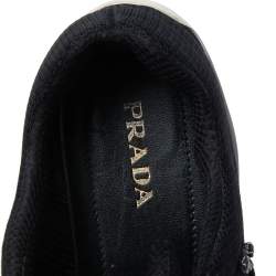 Pre Owned Prada Black Mesh Crystal Embellished Slip On Sneakers Size 40