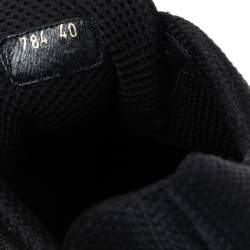 Pre Owned Prada Black Mesh Crystal Embellished Slip On Sneakers Size 40