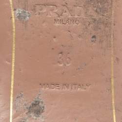 Pre Owned Prada Navy Blue Saffiano Patent Leather Slide Flat Sandals Size 36