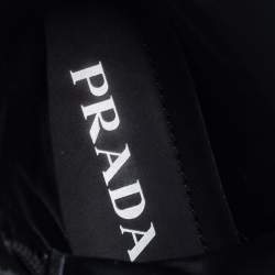 Pre Owned Prada  Black Leather Monolith Ankle Boots Size 37