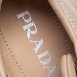 Pre Owned Prada Beige Leather Low Top Sneakers Size 39