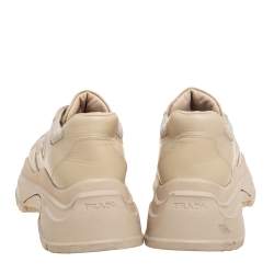 Pre Owned Prada Beige Leather Low Top Sneakers Size 39