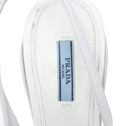 Pre Owned Prada White Brushed Leather Slingback Pumps Size 38