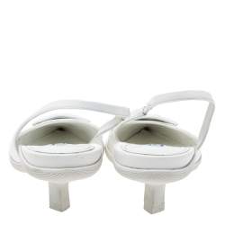 Pre Owned Prada White Brushed Leather Slingback Pumps Size 38