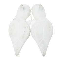 Pre Owned Prada White Brushed Leather Slingback Pumps Size 38