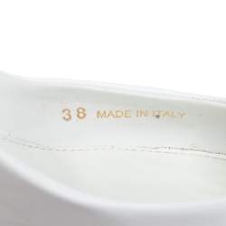 Pre Owned Prada White Brushed Leather Slingback Pumps Size 38