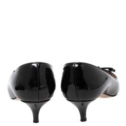 Pre Owned Prada Black Patent Leather Bow Pumps Size 36.5