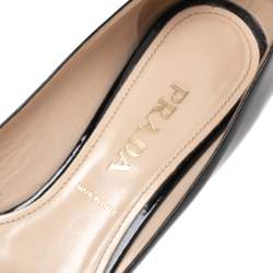 Pre Owned Prada Black Patent Leather Bow Pumps Size 36.5