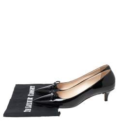 Pre Owned Prada Black Patent Leather Bow Pumps Size 36.5