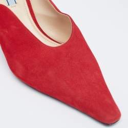 Pre Owned Prada Red Suede Pointed Mule Sandals Size 38