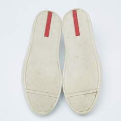 Pre Owned Prada White/Silver Leather Slip-On Sneakers Size 39