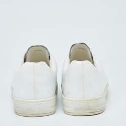 Pre Owned Prada White/Silver Leather Slip-On Sneakers Size 39