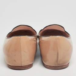 Pre Owned Prada Beige Patent Leather Smoking Slippers Size 40.5