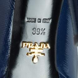 Pre Owned Prada Navy Blue Patent Leather Platform Pointed Toe Pumps Size 39.5