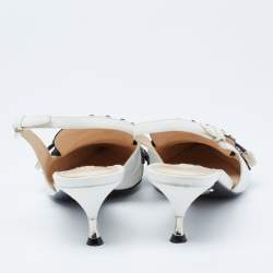 Pre Owned Prada Tri-Color Leather Studded Fringe Slingback Pumps Size 40