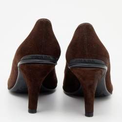Pre Owned Prada Brown/Black Suede and Patent Leather Cap Toe Pumps Size 38