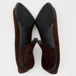 Pre Owned Prada Brown/Black Suede and Patent Leather Cap Toe Pumps Size 38