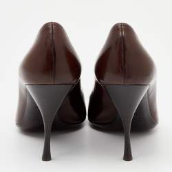 Pre Owned Prada Dark Brown Leather Pointed Toe Pumps Size 38