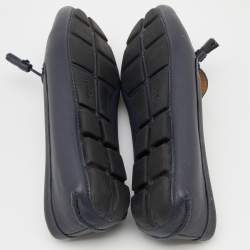 Pre Owned Prada Blue Leather Bow Slip On Loafers Size 38