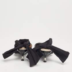 Pre Owned Prada Black Patent Leather Slingback Bow Pumps Size 36