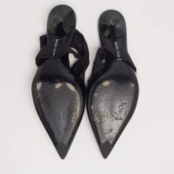 Pre Owned Prada Black Patent Leather Slingback Bow Pumps Size 36