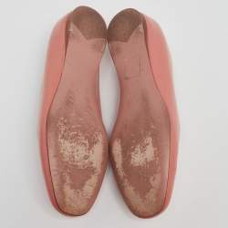 Pre Owned Prada Peach Patent Leather Smoking Slipper Size 36.5