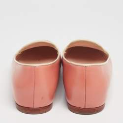 Pre Owned Prada Peach Patent Leather Smoking Slipper Size 36.5