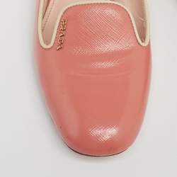 Pre Owned Prada Peach Patent Leather Smoking Slipper Size 36.5