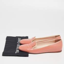 Pre Owned Prada Peach Patent Leather Smoking Slipper Size 36.5