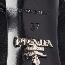 Pre Owned Prada Black Suede Sexy Thing  Ankle Tie Sandals  Size 37