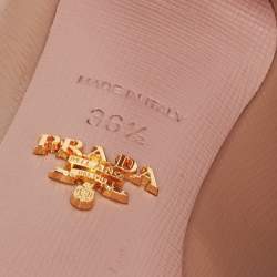 Pre Owned Prada Beige Vernice Saffiano Leather Pointed-Toe Pumps Size 36.5