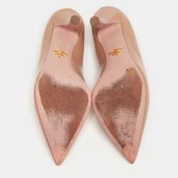 حذاء كعب عالي برادا جلد سافيانو فيرنس بيج بمقدمة مدببة مقاس 36.5