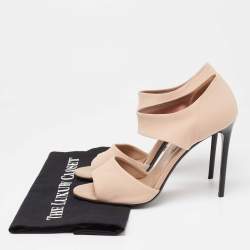 Pre Owned Prada Nude Pink Neoprene Ankle Wrap Sandals Size 38